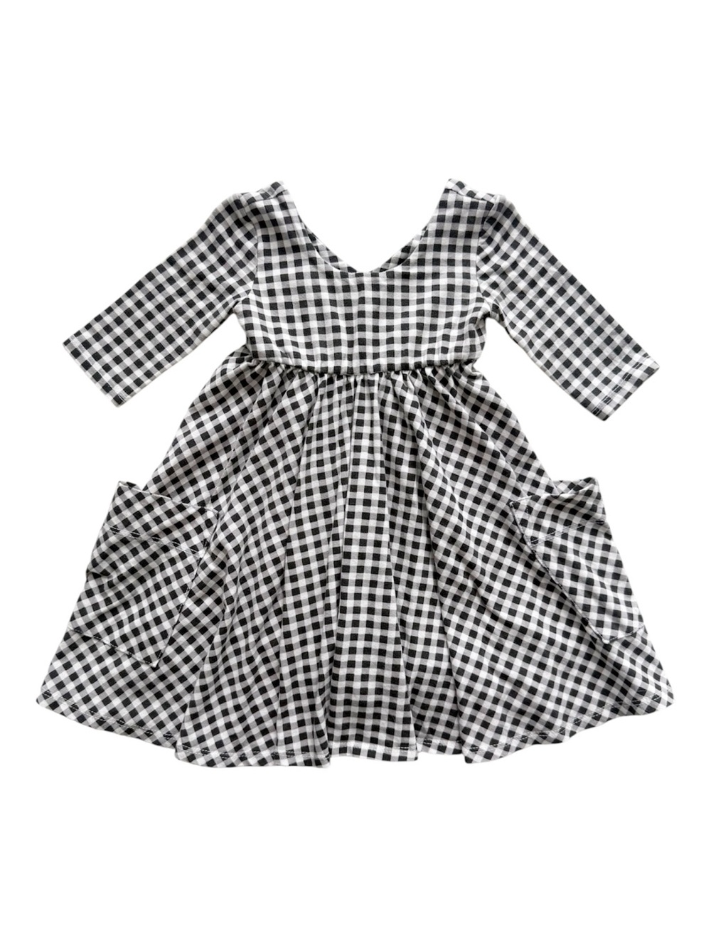 Remie Girl Black Check Pocket Dress Size 3